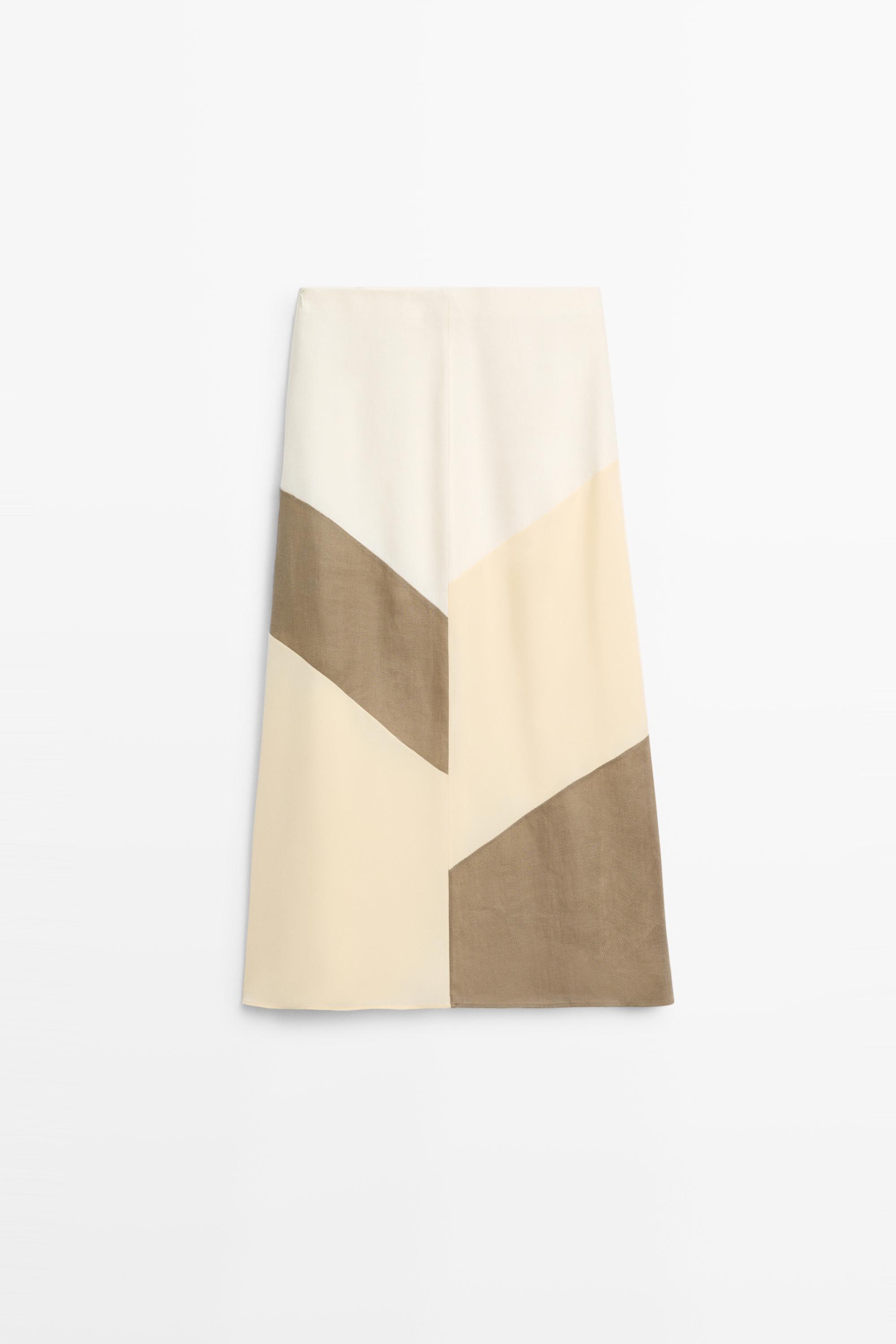 Jupe midi fluide patchwork